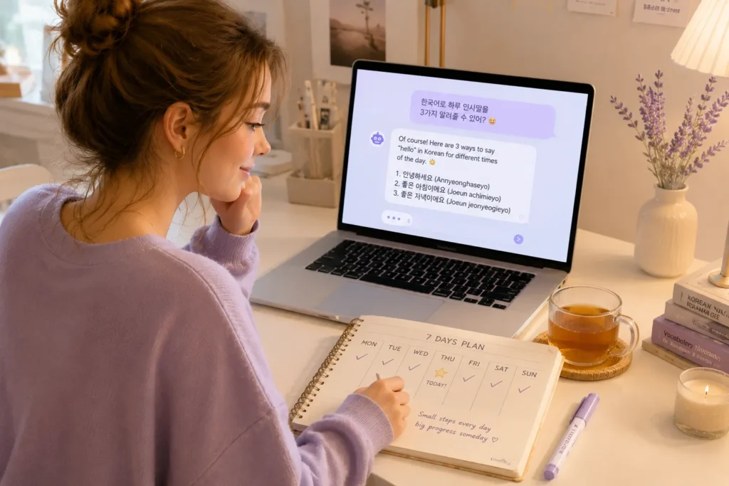 How Long Does It Take to Learn Korean? Find Your Stuck Point First 4 AI Prompts for Korean Self-Study
