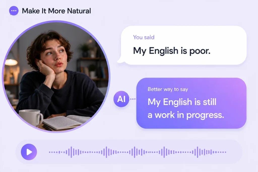 Make English sound more natural with AI: upgrade everyday phrases to fluent spoken English