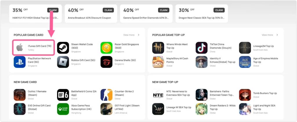 Option A: SEAGM — supports Alipay (what I used in June 2026)